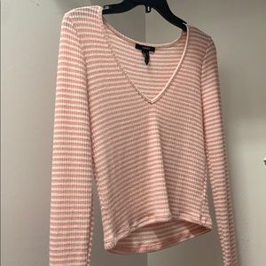Forever 21 pink and white striped long sleeve top